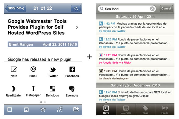 Twitter, MobileRSS, Momento para iphone