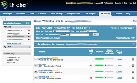 Linkdex Linkbuilding Tool