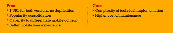 Dynamic Serving - Pros and Cons SEO Dynamic Serving - Pros and Cons SEO