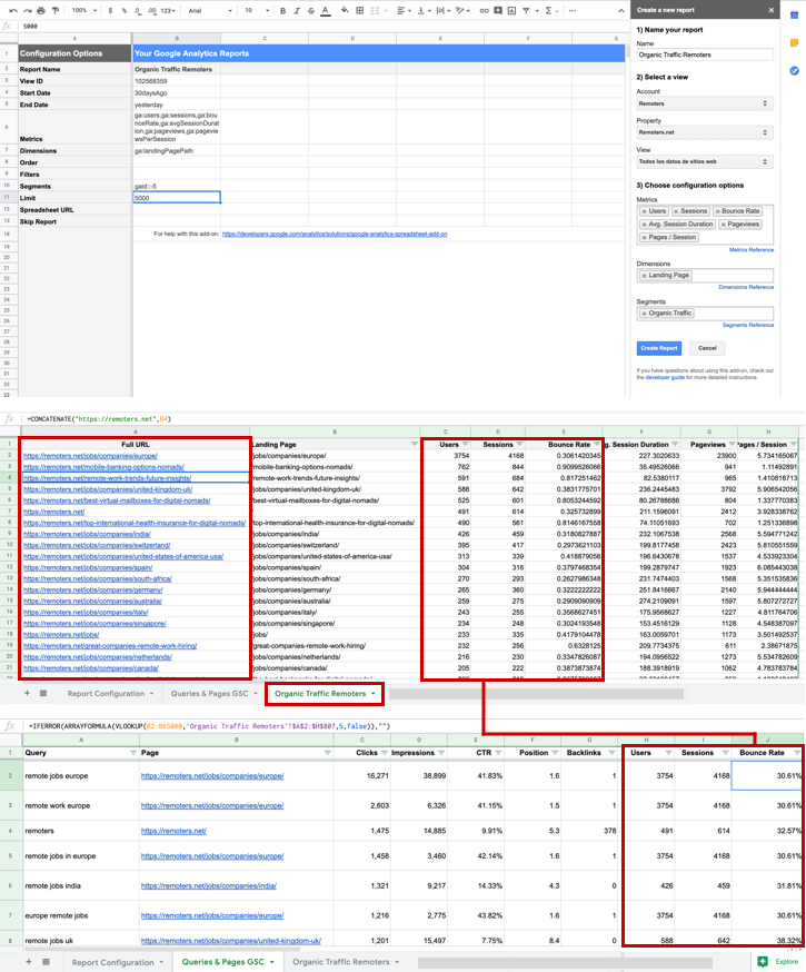 Google Analytics Traffic in Google Sheets