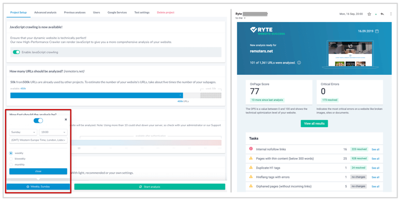 Recurrent Crawls for continuous SEO validation