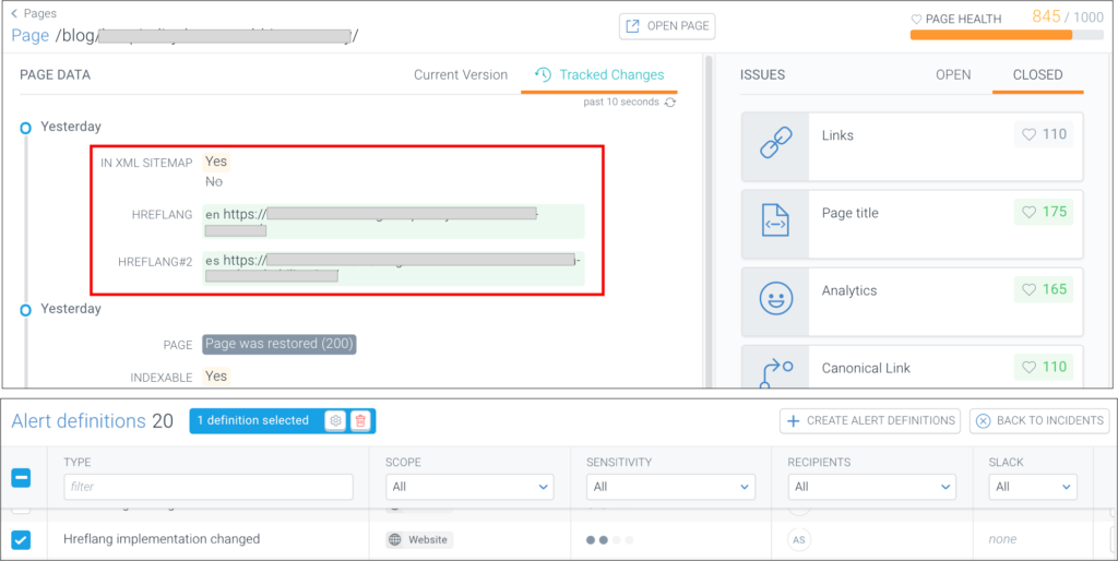 hreflang alerts with contentking