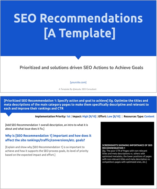 SEO Recommendations Template