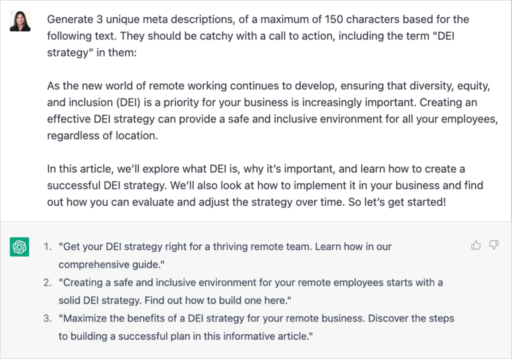 meta description generation