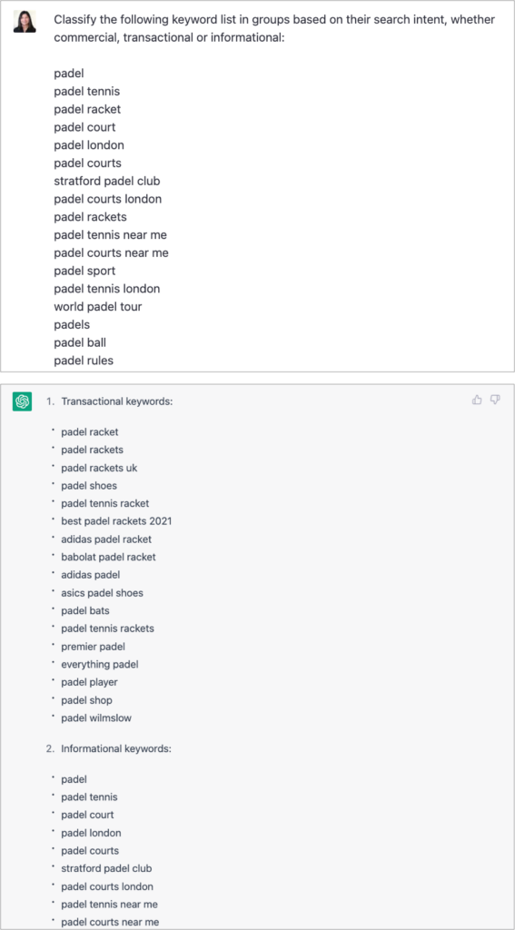 Keyword Search Intent Classification