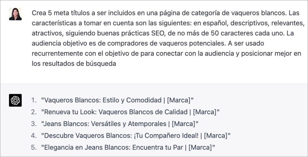 crea meta títulos con chatgpt en español