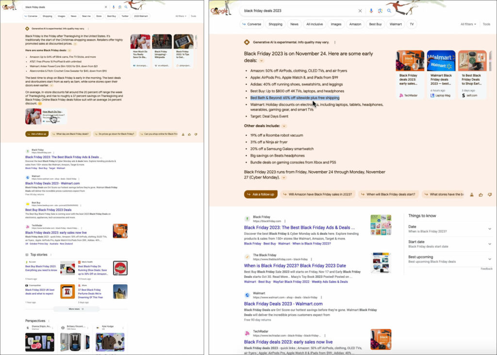 How Google’s SGE Snapshots Change Top Black Friday SERPs