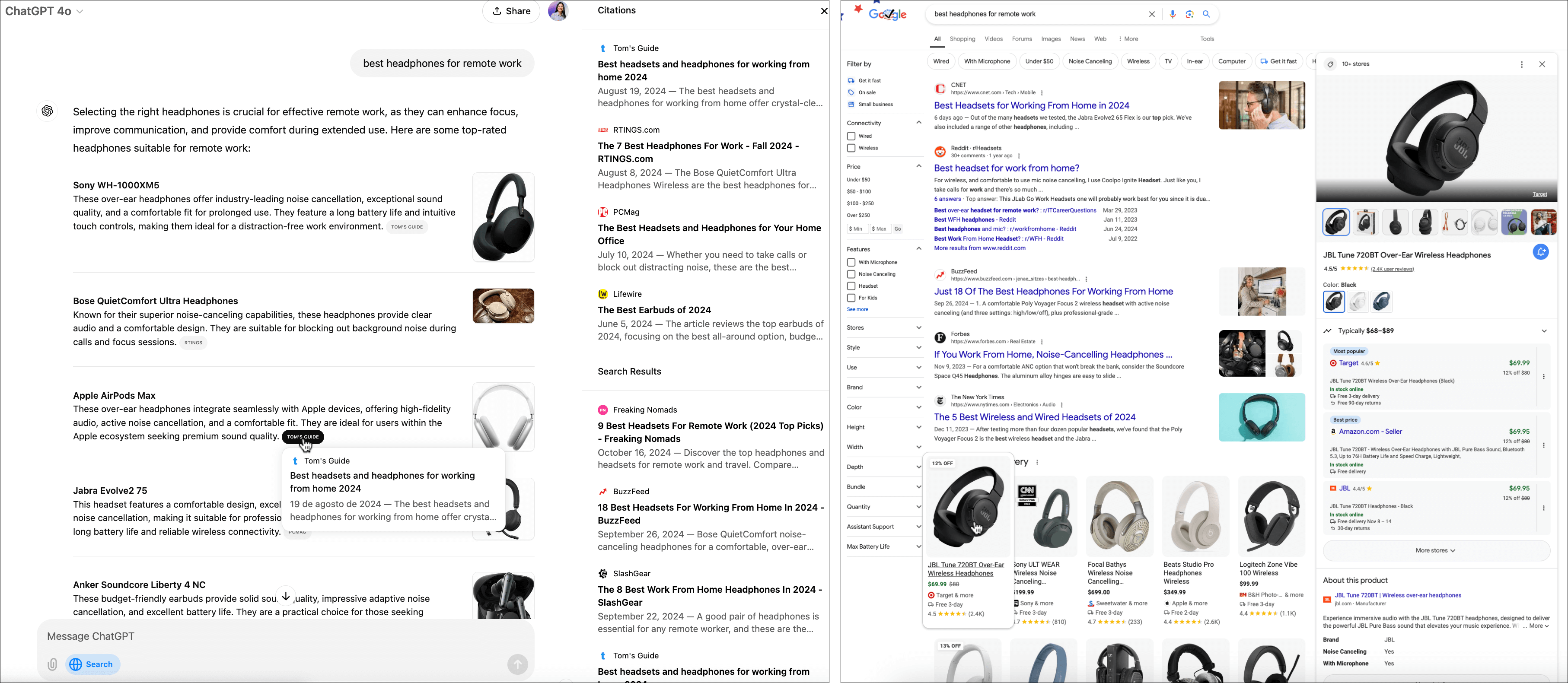 Best Headphones for Remote Work - ChatGPT Results